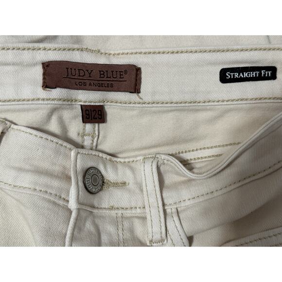 Judy Blue Women's 9/29 Straight Fit High Rise Stretch Jeans Off White Denim - Picture 6 of 7